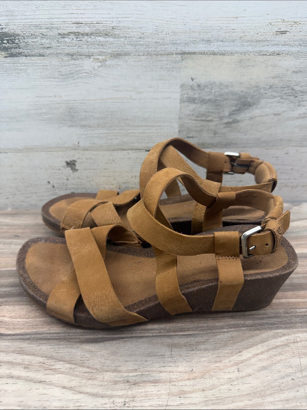 Teva Women’s Leather Strappy Wedge Sandals - Tan Size 9